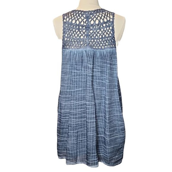 Pilcro and the Letterpress Anthropologie Macrame Tunic Dress Blue Size MP - Picture 3 of 15